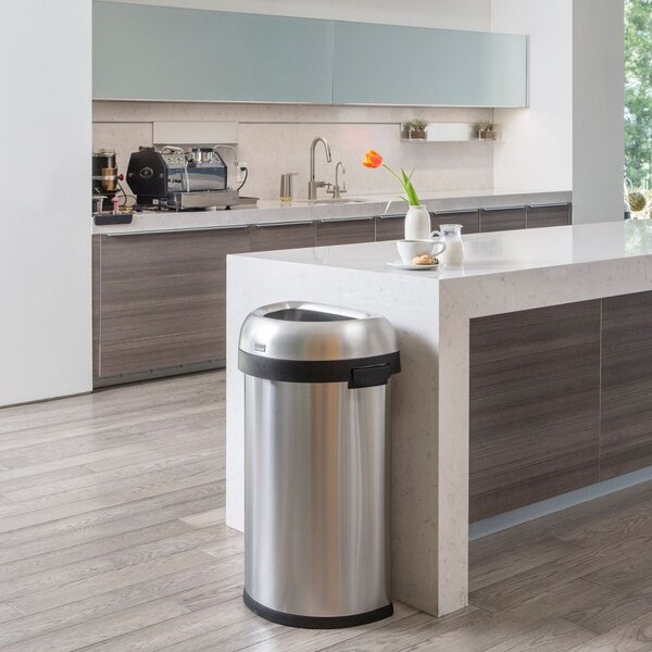Odpadkový koš Simplehuman pro komerční využití 60 l, půlkulatý, otevřený, kartáčovaná ocel