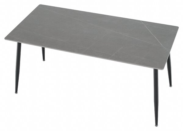 KONDELA Jídelní stůl, šedý mramor/černá, 160x80 cm, FLORENC TYP 2