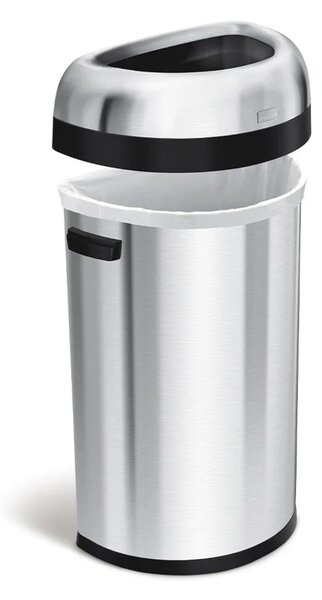 Odpadkový koš Simplehuman pro komerční využití 60 l, půlkulatý, otevřený, kartáčovaná ocel