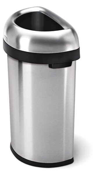 Odpadkový koš Simplehuman pro komerční využití 60 l, půlkulatý, otevřený, kartáčovaná ocel