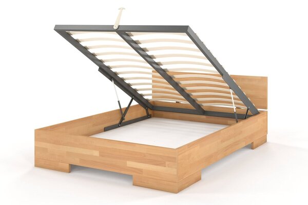 Zvýšená postel z masivu buk s úložným prostorem Spektrum 160x200 cm, Odstín moření: Bílá