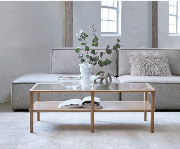 Skleněný konferenční stolek v přírodní barvě 60x120 cm Elba – Unique Furniture