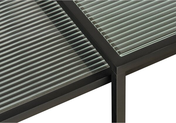 Černé skleněné konferenční stolky v sadě 2 ks 60x60 cm Bronco – Unique Furniture