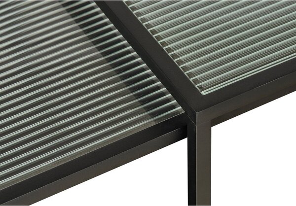 Černé skleněné konferenční stolky v sadě 2 ks 60x60 cm Bronco – Unique Furniture