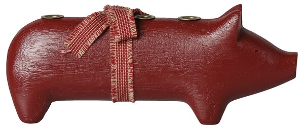 Dřevěný svícen Wooden Pig Advent Medium Red