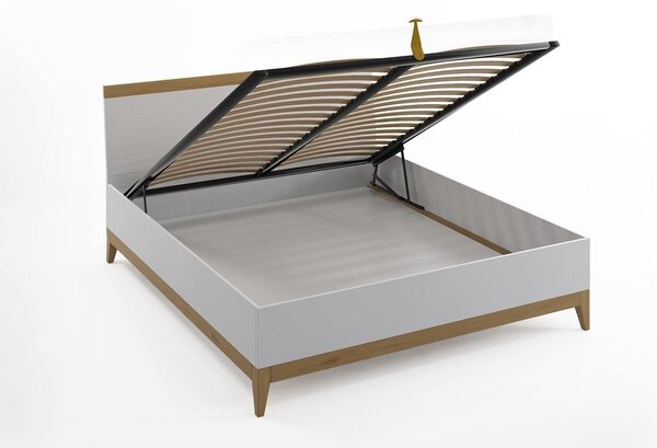 Dřevěná postel s úložným prostorem - Livia - zvýšená , Buk přírodní, 160x200 cm