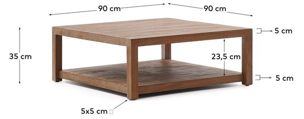 Konferenční stolek z teakového dřeva v přírodní barvě 90x90 cm Sashi – Kave Home
