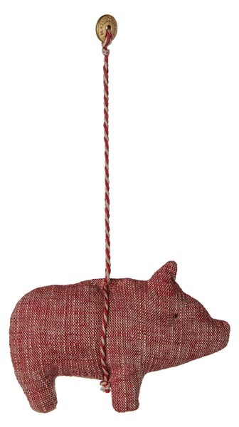 Závěsná textilní vánoční ozdoba Pig Red