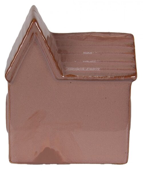 Hnědý keramický kostelík s LED světýlky Dwaalstoot – 10x6x12 cm
