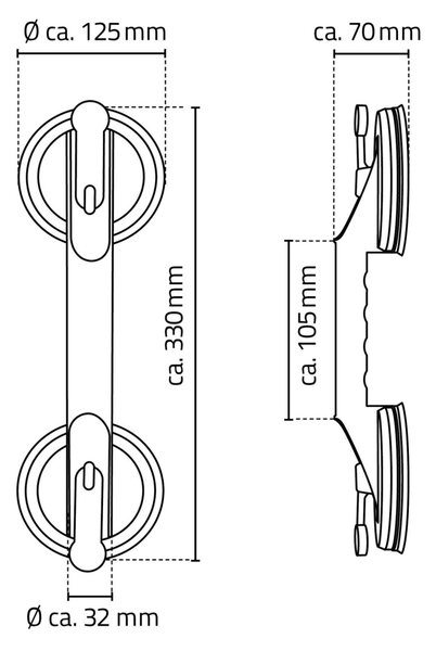 Ridder Premium Madlo přísavné, nosnost 120 KG délka 33 cm (A0243301), MK43192