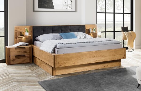 Manželská dubová postel Denver s úložným prostorem , Dub přírodní, 200x200 cm