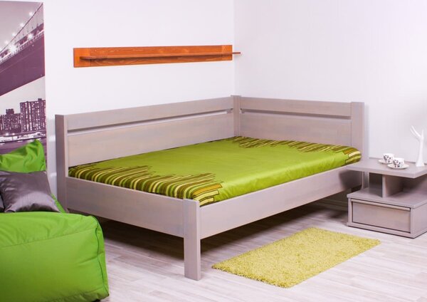 Rohová postel Tina - dvoulůžko buk Varianta: Pravá, , Buk přírodní, 140x200 cm