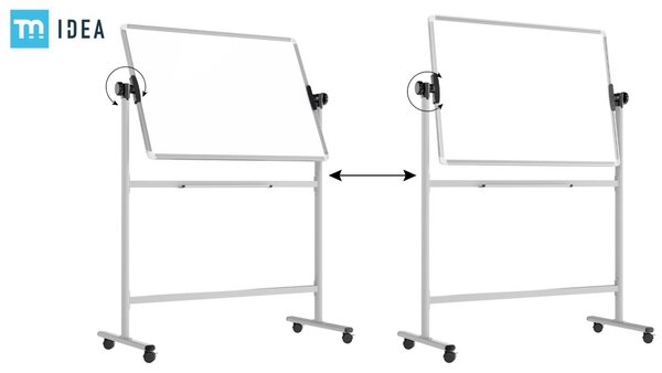 Mobilní tabule TM Idea, oboustranná, otočná, za sucha stíratelná, magnetická, 100x70 cm – řada FLEX, DMB107