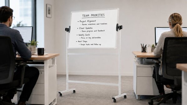 Mobilní tabule TM Idea, oboustranná, otočná, za sucha stíratelná, magnetická, 100x70 cm – řada FLEX, DMB107