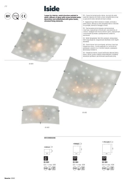Redo 05-903 - Stropní svítidlo ISIDE 1xE27/42W/230V čirá