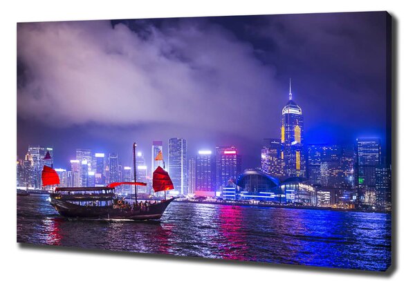 Foto obraz na plátně Noční Hongkong oc-65990377
