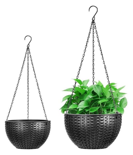 4Leaders Závěsný květináč černý průměr 26 cm výška 15,7 cm