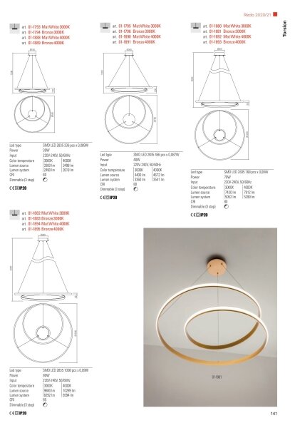 Redo 01-1796 - LED Lustr na lanku TORSION LED/40W/230V bronzová