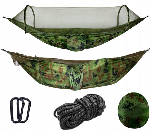 Houpací síť bez tyče Gardlov Santiago Army 150 kg zelená syntetická s obalem