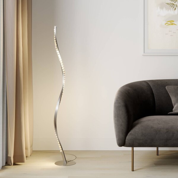 Lindby LED stojací lampa Criostal, RGBW, stmívatelná, dálkové ovládání, stmívatelný, Hliník / šedá / zinek, Obývací pokoj / jídelna, Hliník, Moderní