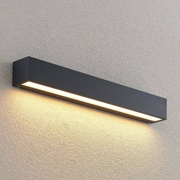 Lucande LED nástěnné světlo Lengo, 50 cm, antracitová, dolů, 3 000 K, Černá, Hliník, Moderní