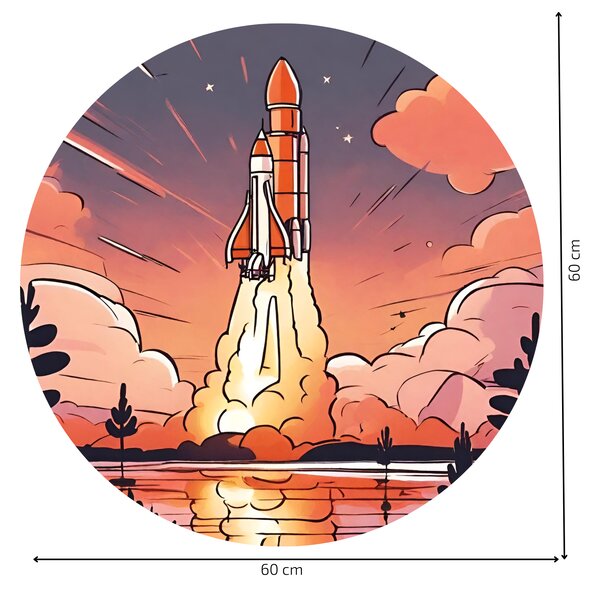 PIPPER. Kruhová samolepka na zeď "Start raketoplánu" Velikost: 60cm