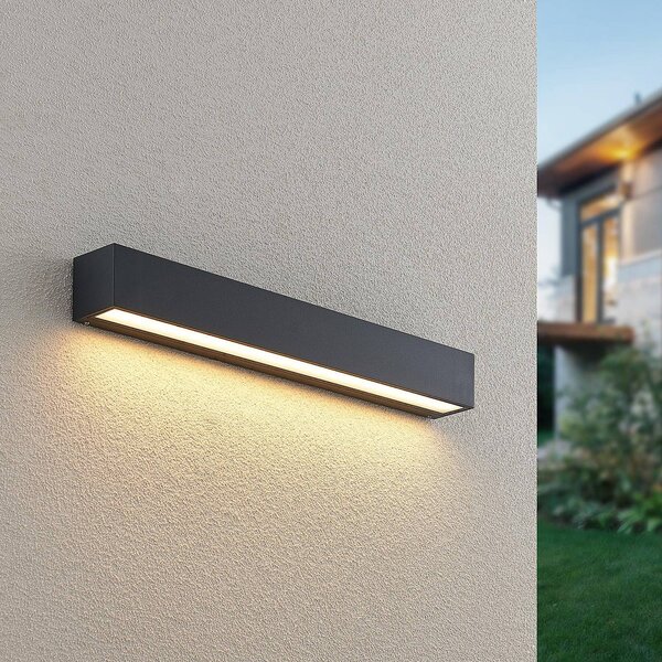 Lucande LED nástěnné světlo Lengo, 50 cm, antracitová, dolů, 3 000 K, Černá, Hliník, Moderní