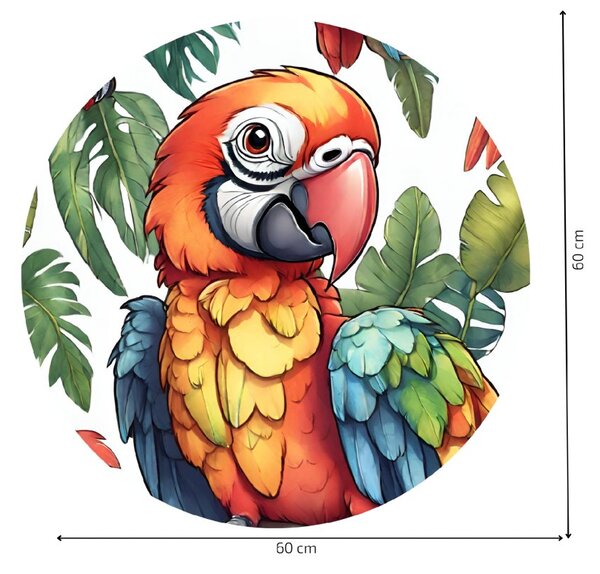 PIPPER. Kruhová samolepka na zeď "Papoušek" Velikost: 60cm