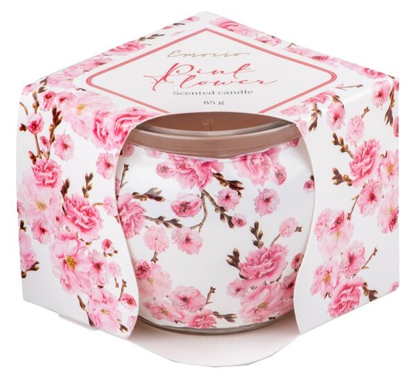Emocio Sklo Dekor Pink Flower, vonná svíčka 70x62 mm