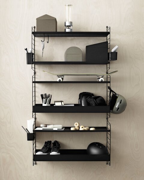 String Police String Metal Shelf Low Edge 78 x 30, black