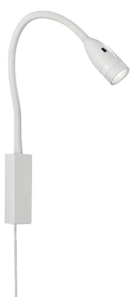 Fischer Honsel 30169 STEN - Nástěnná LED bílá čtecí lampička s husím krkem a bezdotykovým vypínačem, LED 5W, 420lm, 3000K (Čtecí bílá nástěnná lampa nejen do ložnice nad postel)