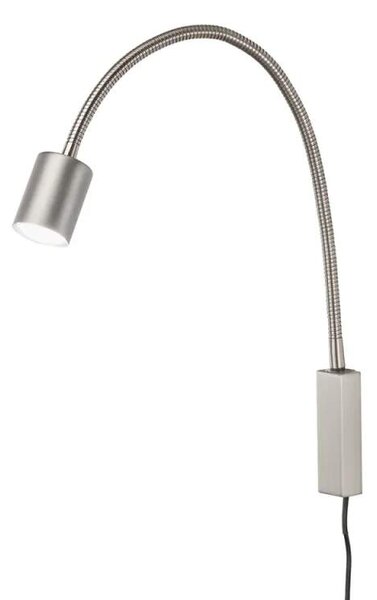 Fischer Honsel 30499 JUSTI - Nástěnná stříbrná čtecí lampička s husím krkem a vypínačem, 1 x LED GU10 (Čtecí nástěnná lampa nejen do ložnice nad postel)