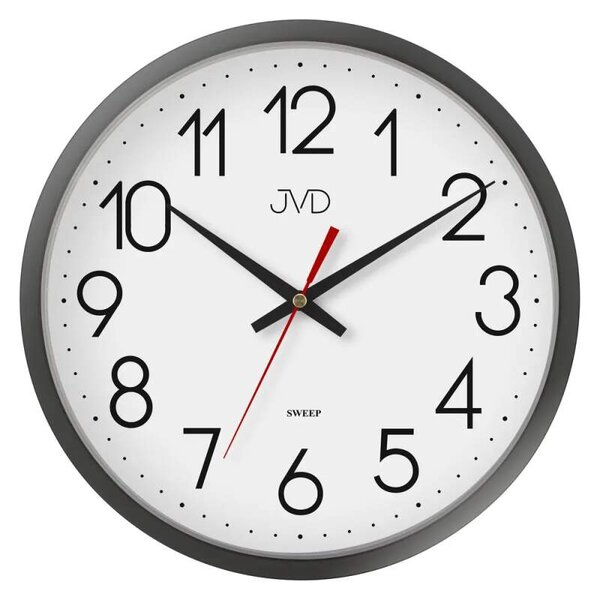 JVD Šedé nástěnné netikající kulaté hodiny JVD HP614.3