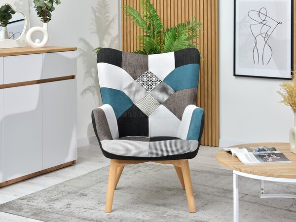 Křeslo Nutri (patchwork + černá). Akce -15%