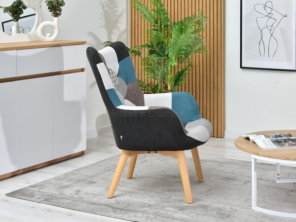 Křeslo Nutri (patchwork + černá). Akce -15%