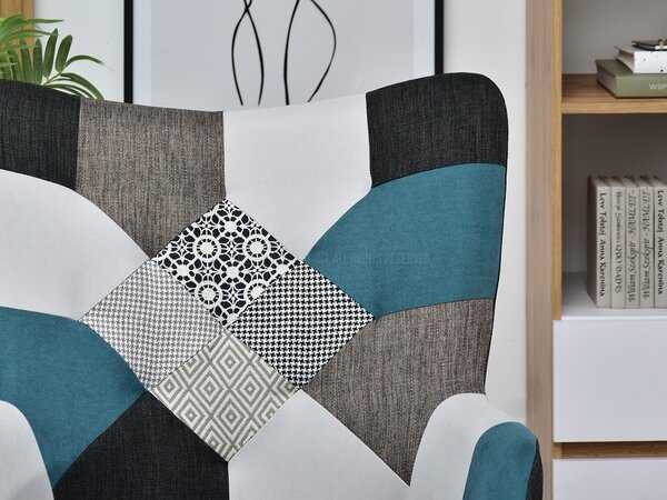 Křeslo Nutri (patchwork + černá). Akce -15%