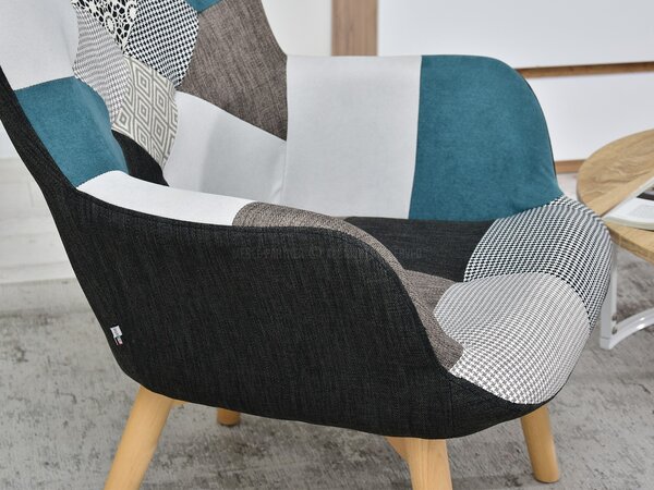 Křeslo Nutri (patchwork + černá). Akce -15%
