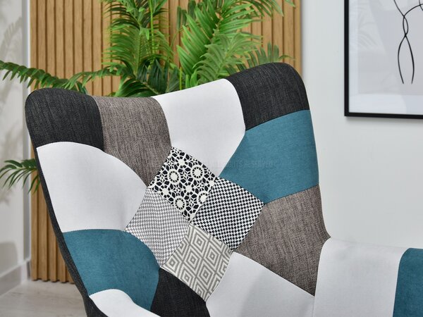 Křeslo Nutri (patchwork + černá). Akce -15%