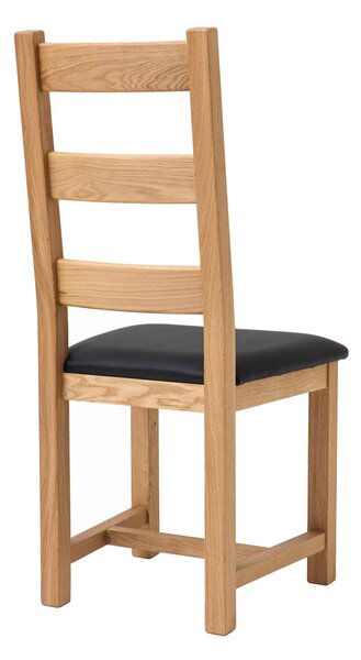 Dubová olejovaná a voskovaná židle Ladder Back černá koženka