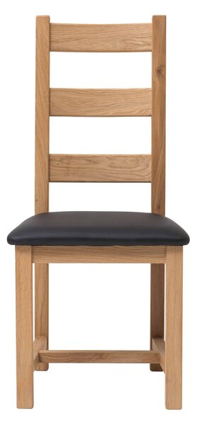 Dubová olejovaná a voskovaná židle Ladder Back černá koženka