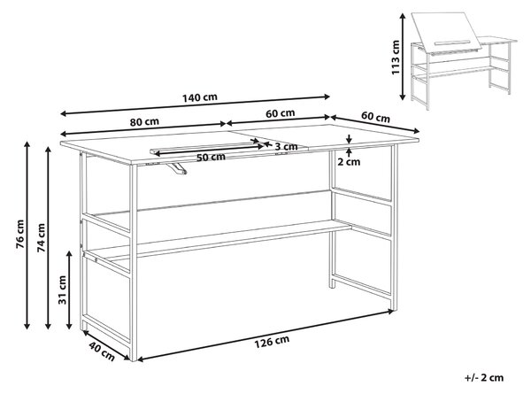 Pracovní stůl ORAN Bílá 140 cm 60 cm