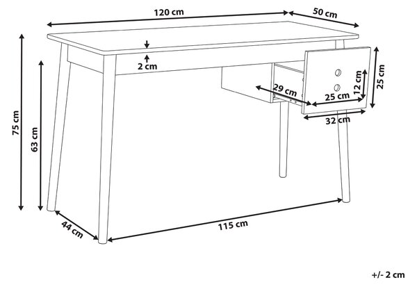 Pracovní stůl FENESTRA Světle hnědá/Bílá 120 cm 50 cm