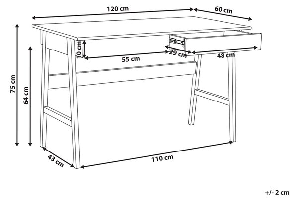 Pracovní stůl THESLAY Světle hnědá/Bílá 120 cm 60 cm