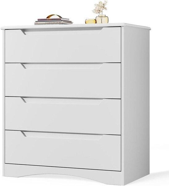 Komoda se 4 zásuvkami – skříňka s zásuvkami – úložný prostor – bezpečnostní pojistka proti převrácení – 71 x 41 x 82 cm – bílá
