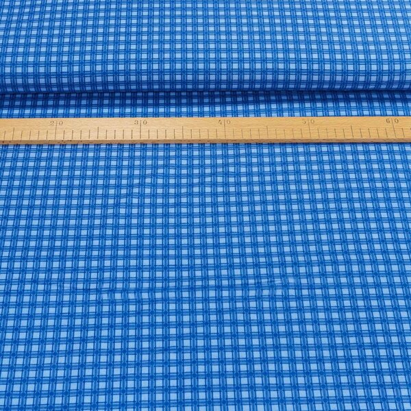 Flanel bavlněný ELMOSA, modré malé káro, š.140cm (látka v metráži)