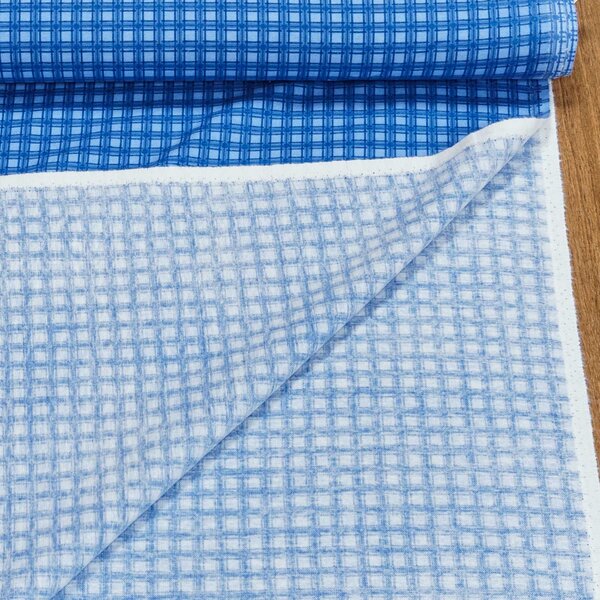 Flanel bavlněný ELMOSA, modré malé káro, š.140cm (látka v metráži)