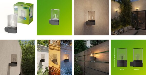 Venkovní nástěnné svítidlo LED 2700K antracitová IP44 PHILIPS UltraEfficient Nayl 8721103104892