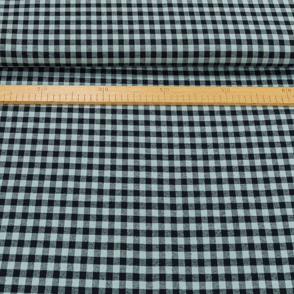 Flanel bavlněný tkaný / oboustranný, mintovo-černá kostka, š.150cm (látka v metráži)