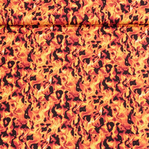 Bavlněné plátno POLO oheň, žluto-červené plameny, š.140cm (látka v metráži)
