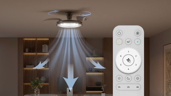 Stropní ventilátor se světlem LED 2700–6500K nikl IP20 PHILIPS Atlas 8721103096081